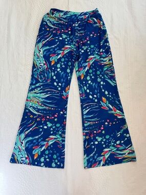 Aryeh Wide Leg Pull On Palazzo Pants Colorful Large Beach Flowy Wide Leg Pockets
